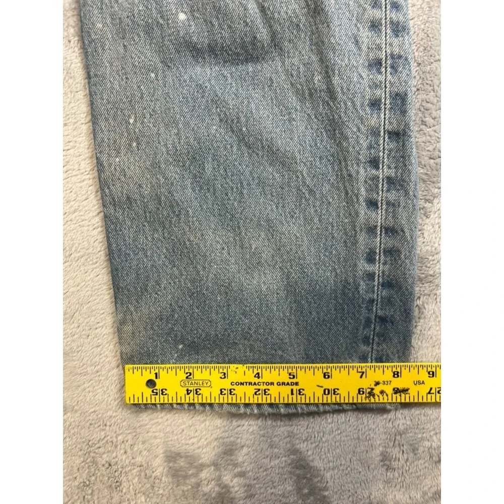 VTG Levis 501 Button Fly Red Tag Distressed Men 38x34 Light Washer Biker Style - Picture 2 of 15